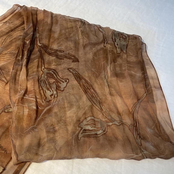 Ralph Lauren chiffon silk long scarf with fringe - Picture 11 of 16